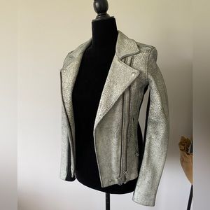 IRO crackled leather moto jacket